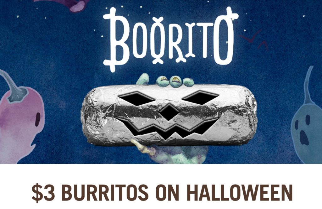 3 burritos en día de Halloween gracias a Chipotle Súper Baratísimo