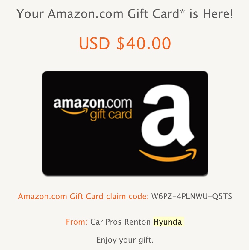 GRATIS $40 en Amazon con la prueba de manejo de un auto Hyundai