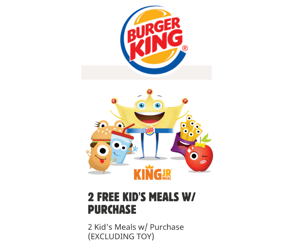 GRATIS dos comidas King Jr Meal para tus niños en Burger King | Súper Baratísimo Gratis