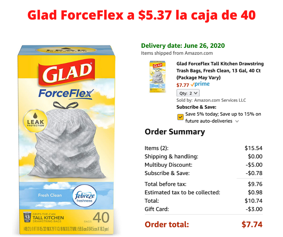 Glad Forceflex 13 gallon trash bags