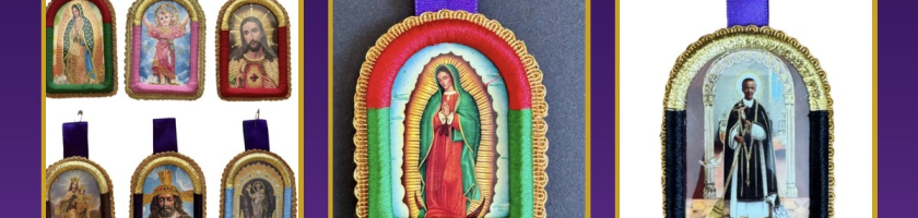 Comprar detentes del Señor de los Milagros en USA: colección de detentes religiosos bordados